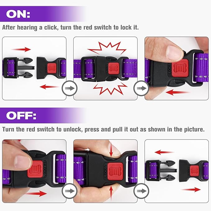 Joytale Martingale Collar for Dogs, Reflective Heavy Duty for Safety, Quick Release Buckle, Adjustable Nylon Collars for Large Dogs Walking Training, Purple,L