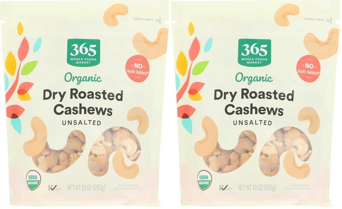 365 by Whole Foods Market, Organic Roasted & Salted Cashews, 10 Ounce