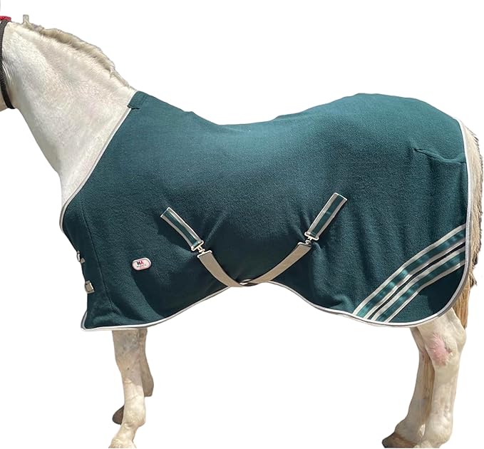 Majestic Ally Anti Pill Fleece Horse Blanket/Sheet with Silver Braided Rope (Hunter Green, 70)