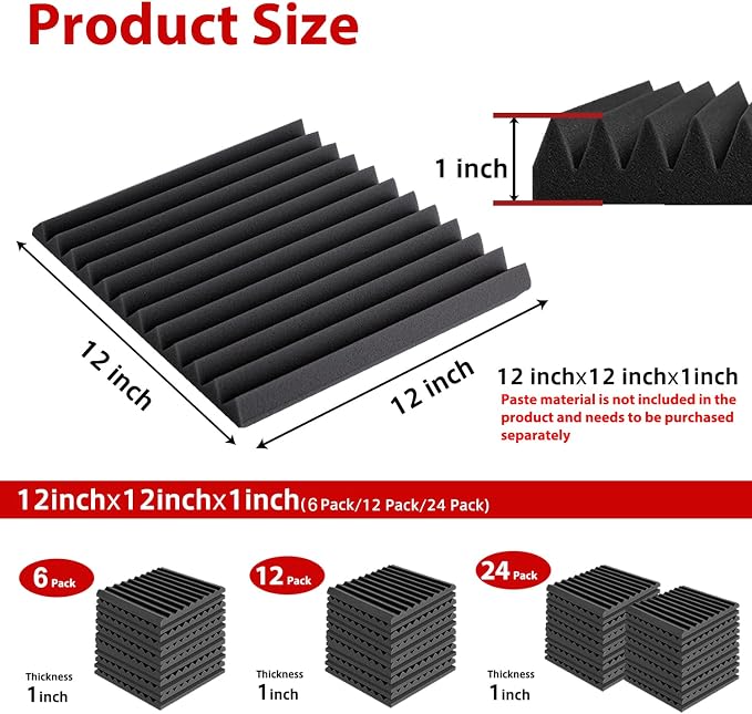 FONESO Acoustic Panels, High Density Soundproof Foam Panels