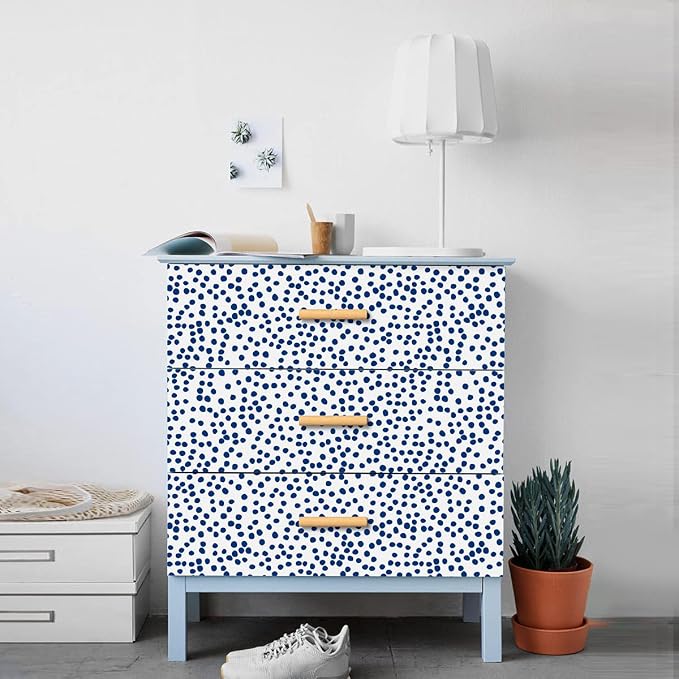 Jeweluck Blue Polka Dot Peel and Stick Wallpaper Blue and White Contact Paper
