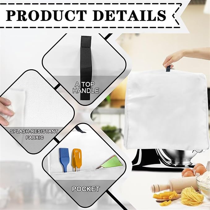 Elegant Cherry Blossom Butterfly Mixer Cover Oil-Resistant Machine Washable Dust Cover for 6-8 Qt Stand Mixers with Handle & Pocket Reusable Kitchen Appliance Protector