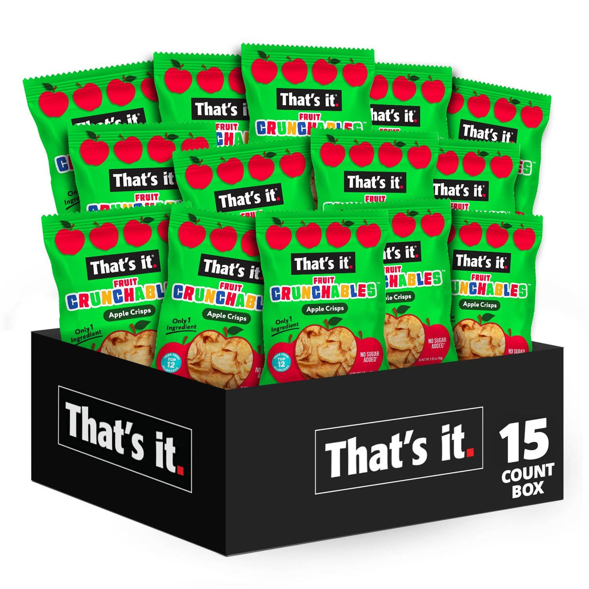 That's it. Fruit Crunchables Variety Pack, Fruit Snacks for Kids, 100% Fruit Crisps, Plant-Based, Non-GMO, Gluten-Free, No Sugar Added (16 Pack)