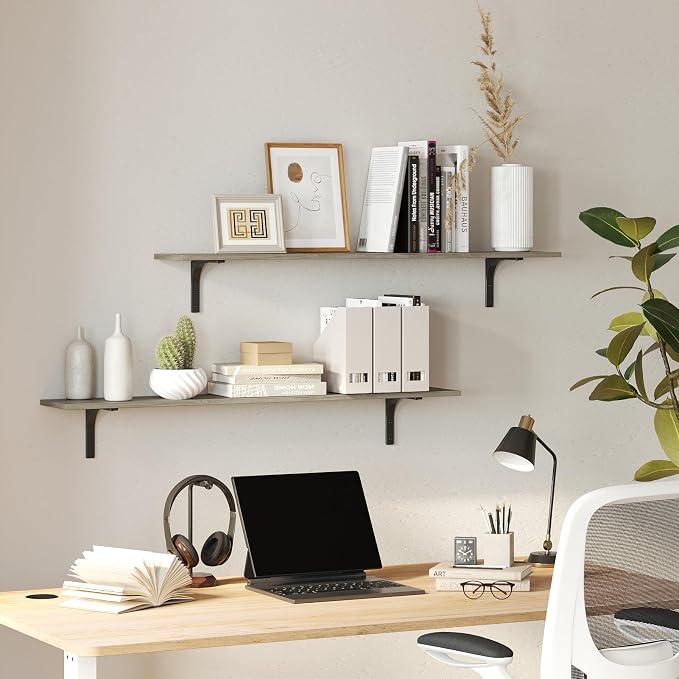 DINZI LVJ Long Wall Shelves, 31.5 Inch Wall Mounted Shelves Set of 2,