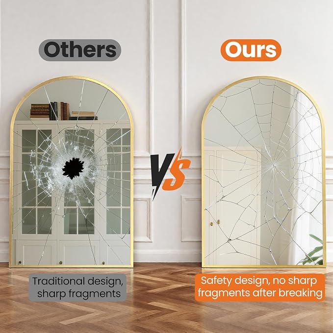 Sweetcrispy 38"x30" Arched Gold Bathroom Mirrors