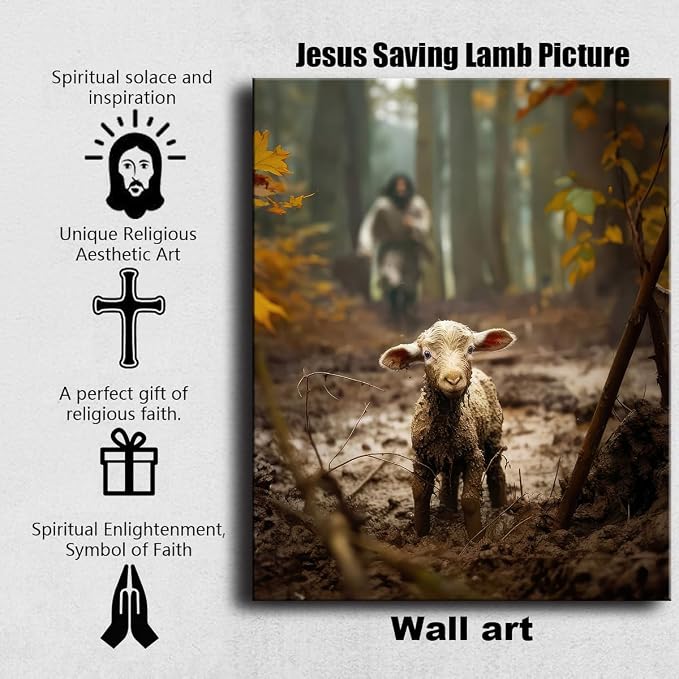 Large wall art for living room Jesus Running After Lost Lamb Picture for home