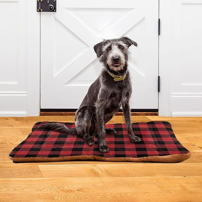 Pet Bed Red and Black Buffalo Plaid Christmas Dog Bed Mat Absorbing Non Slip Pad Pet Sleeping Mat for Small, Medium, and Large Dogs Puppy Cat 36 in x 24 in