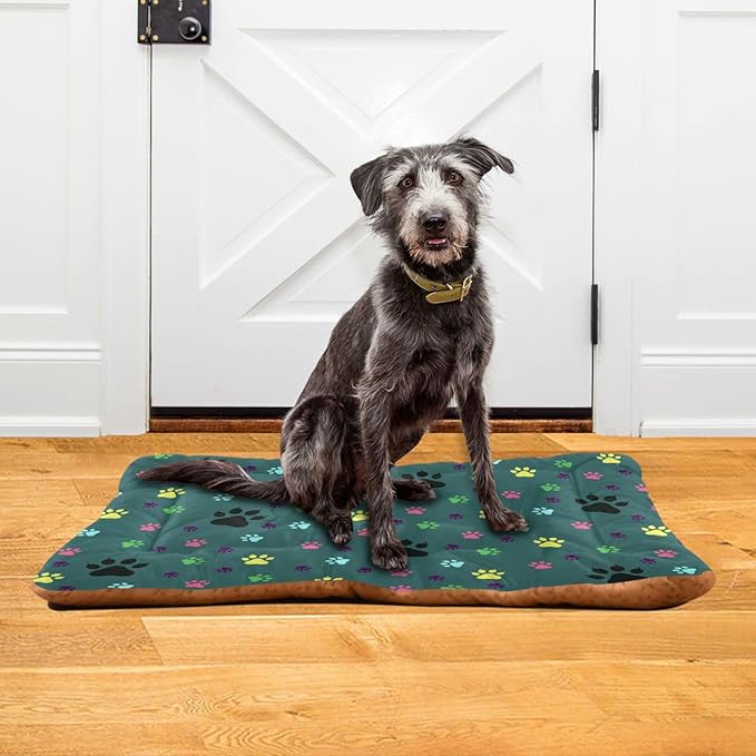 Dog Paw Colorful Pet Bed Cute Dog Bed Mat Absorbing Non Slip Pad Pet Sleeping Mat for Small, Medium, and Large Dogs Puppy Cat 24 in x 18 in
