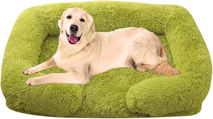 Dog Beds Large Sized dog Orthopedic, Sofa Dog Bed with Waterproof Lining and Nonskid Bottom, Rectangle Washable Dog Bed for Medium Small Dogs and Cats Comfortable ( Color : Green , Size : 51 x 35" )