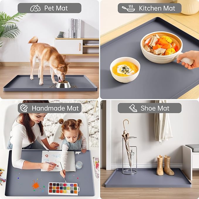 FLATO Waterproof Under Sink Mat 28" x 22" Shelf Liner for Kitchen and Bathroom, Cabinet Protector, Organizers and Storage, Flexible Silicone Drip Tray