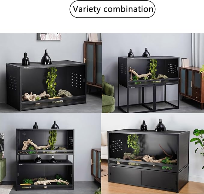 PVC Reptile Enclosure Bearded Dragon Tank 44 Gallon Snake Enclosure,Terrarium for Lizard Snake, 40x16x16 Reptile Terrarium Wide Breeding Lounge Vivarium Area with Sliding Doors Lock