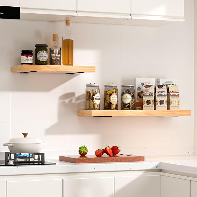 8 Pack - 14 inch Black Hidden L Shelf Bracket Iron Floating Shelf Brackets