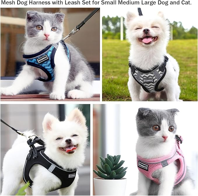 Dog Harness with Leash Set, No Pull Adjustable Reflective Step-in Puppy Pet Vest Harnesses for Small Medium Large Dogs and Cats,Purple S