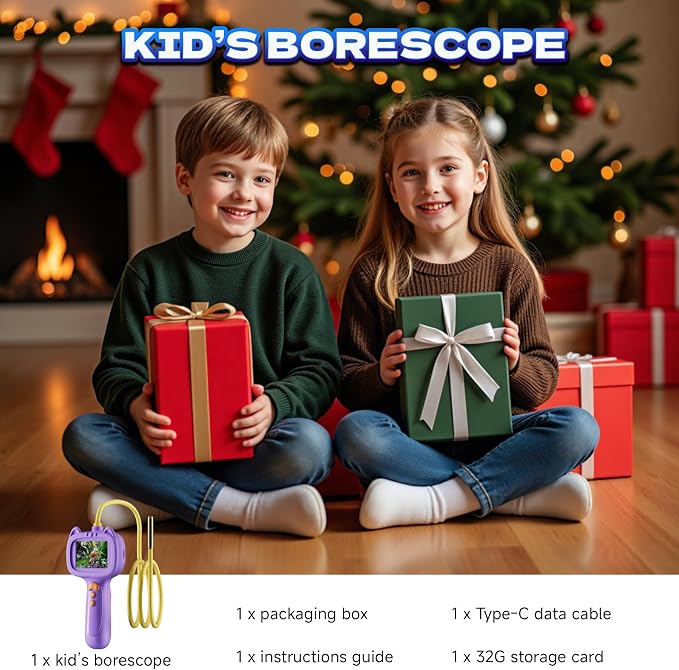 Borescope Snake Camera with Light for Kids,STEM Endoscope Educational Toy Kit,Outdoor Camping Nature Science Exploration Hoilday Birthday Gift for Boys & Girls Ages 3+ Years Old (Purple)