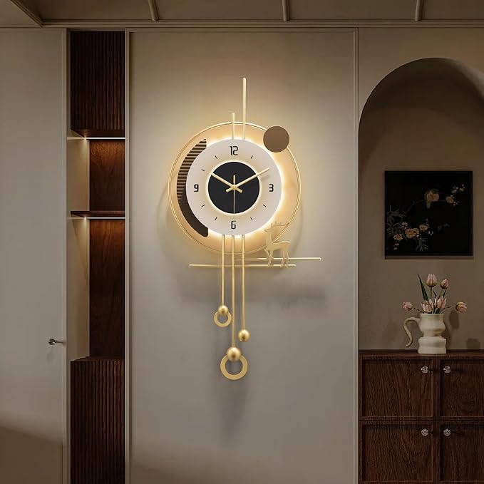 Modern Wall Clock for Living Room, Large Gold Decorative Wall Clock