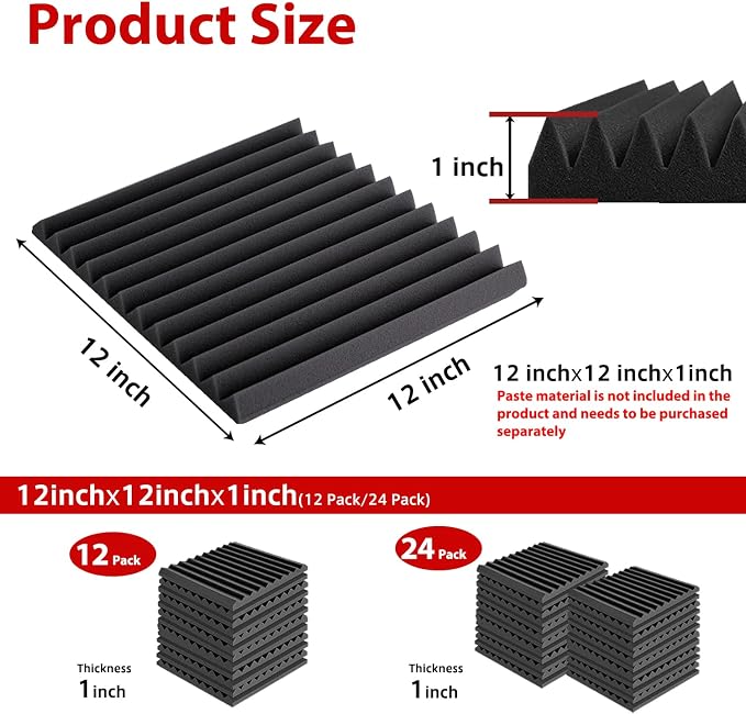 FONESO Acoustic Panels, High Density Soundproof Foam Panels