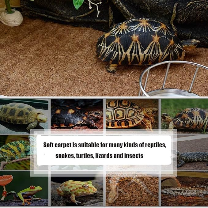 Hamiledyi Reptile Carpet Natural Coconut Fiber Tortoise Carpet Mat for Pet Terrarium Liner Reptile Supplies for Lizard Snake Chamelon Turtle Bedding Bunny Rabbit Mat (4 Pcs)