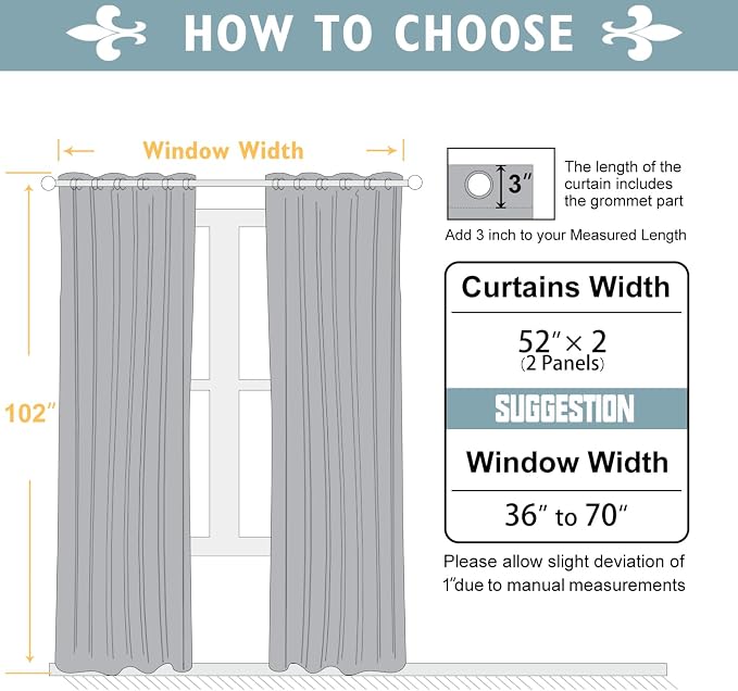 ChrisDowa Blackout Curtains 102 inches Long