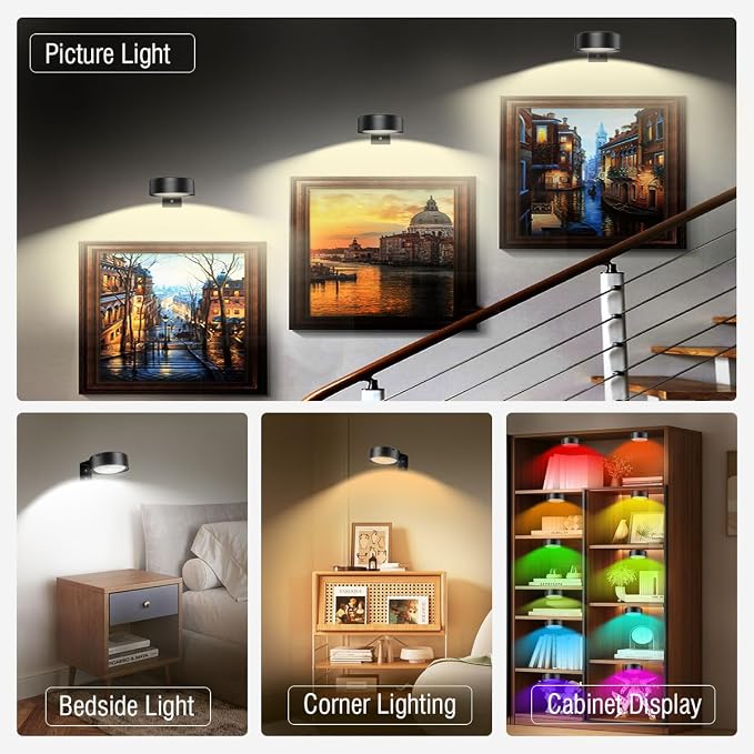 Xuolder Picture Lights for Wall, 2000mAh Rechargeable Battery Poster Lights LED