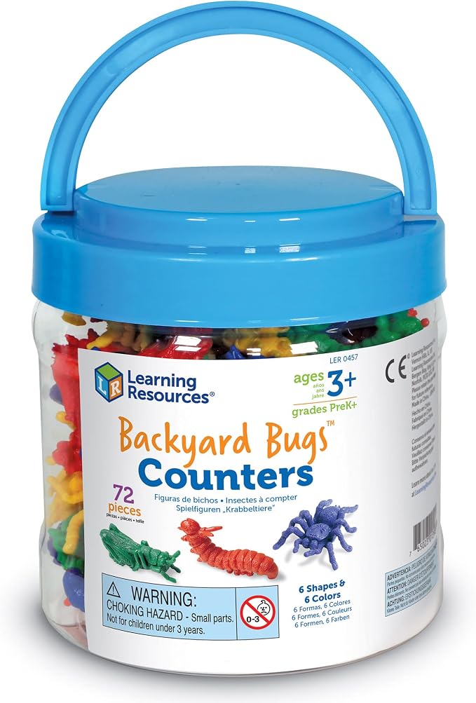 Learning Resources Backyard Bugs Counters - 72 Pieces, Ages 3+ Counting and Sorting Toys for Toddlers, Preschool Learning Toys
