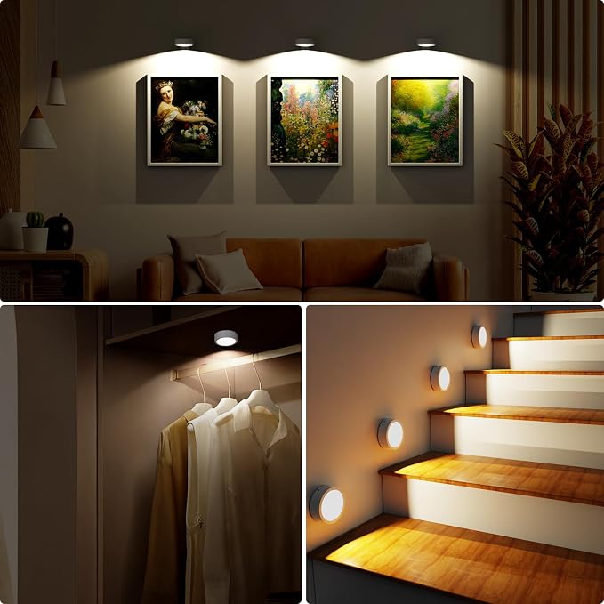 Narotood 6 Pack Picture Lights for Wall, Rechargeable Battery Operated Wall