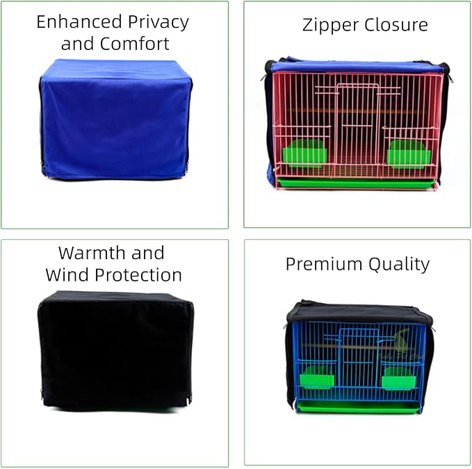 MANON ROSA Bird Cage Cover Birdcage Curtain - Enhanced Privacy Safety Comfort for Parrots Cockatiels Lovebirds Budgerigar Finch Canary Parakeet (XL(19.7" L x 13.8" W x 13" H),Blue)