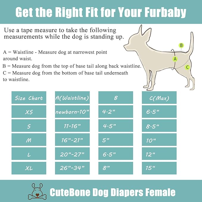 CuteBone Dog Diapers Female Washable Small Medium Large 3 Pack Reusable Doggie Diapers Puppy Period Pants for Doggy Heat Cycle Peeing