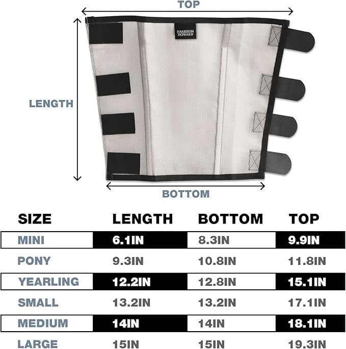 Harrison Howard Loose Fitting Fly Boots UV-Protective Extra Tough Mesh Ventilated Four Fasteners Stay-on Design Protect Horse Legs & Stomp-Reducing Set of 4 Silver Grey Medium