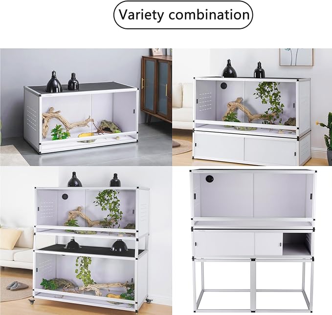 Reptile Enclosure 40x16x16'' Large Reptile Terrarium Habitat Tank for Bearded Dragon Gecko Lizard Snake, 44 Gallon Wide Breeding Lounge Vivarium Area with Sliding Doors Lock