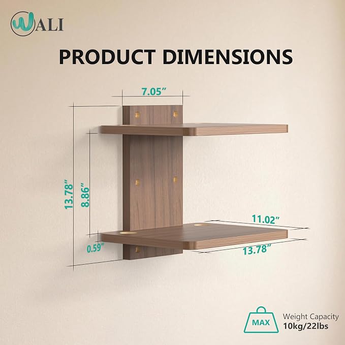 WALI Floating TV Shelf, 2 Tier Projector Shelf