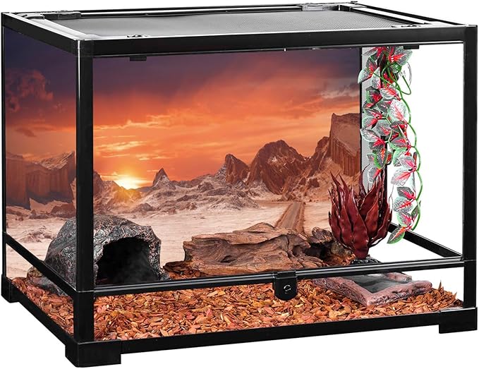AWERT 48x24 inches Sun and Desert Terrarium Background Orange Reptile Habitat Background Durable Polyester Background