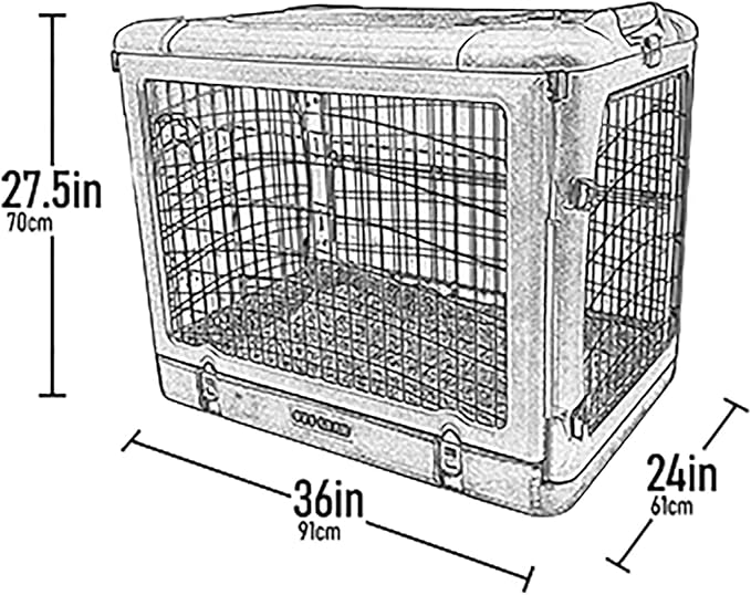 Pet Gear “The Other Door” 4 Door Steel Crate for Dogs/Cats with Garage-Style Door, Includes Plush Bed + Travel Bag, No Tools Required, Beige, 36 Inch