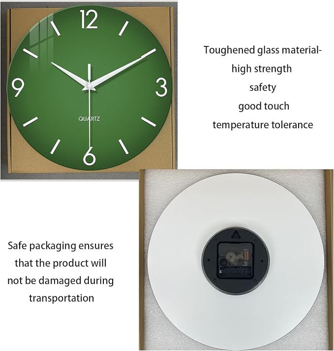 XFM Large Green Wall Clock 24 Inch Simple Wall Clock s Battery Operated Modern