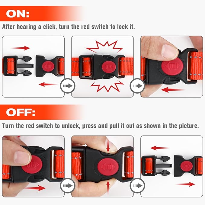 Joytale Martingale Collar for Dogs, Reflective Heavy Duty for Safety, Quick Release Buckle, Adjustable Nylon Collars for Large Dogs Walking Training, Orange,L