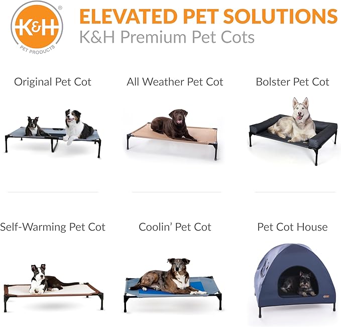 K&H Pet Products Cooling Elevated Dog Bed, Outdoor Raised Cot with Waterproof Breathable Mesh for Large Dogs, Portable Place Bed with Heavy-Duty Metal Frame, Big Hammock Style - Large Green