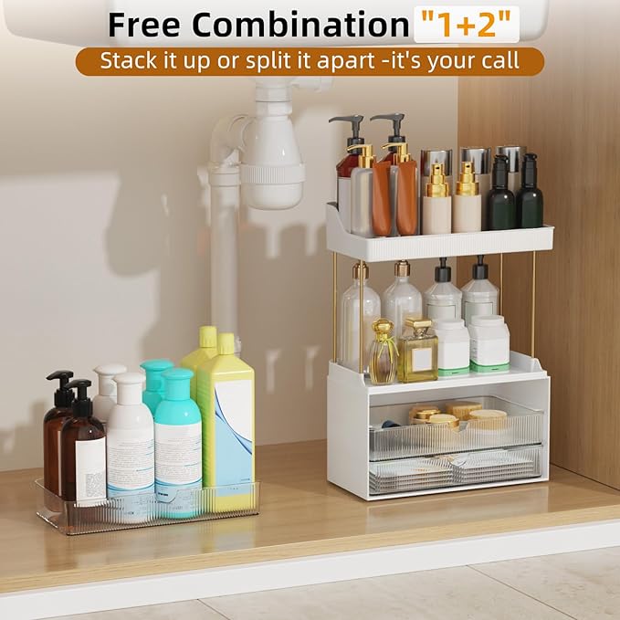 3 Drawers Bathroom Counter Organizer - 5 Tier Makeup Organizer, Versatile Perfume Organizer, Ideal for Bathroom Storage, Vanity, Large Skincare, Perfume, Present, Clear