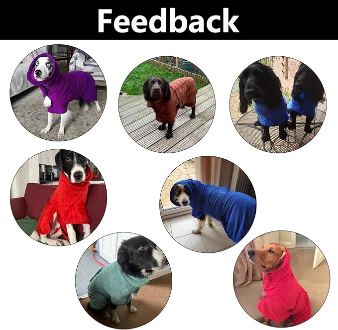 Geyecete Dog Drying Coat - Fast Drying Dog Bath Robe Towel - Microfibre Super Absorbent Pet Cat Bath Towel, Luxuriously Soft Blue M