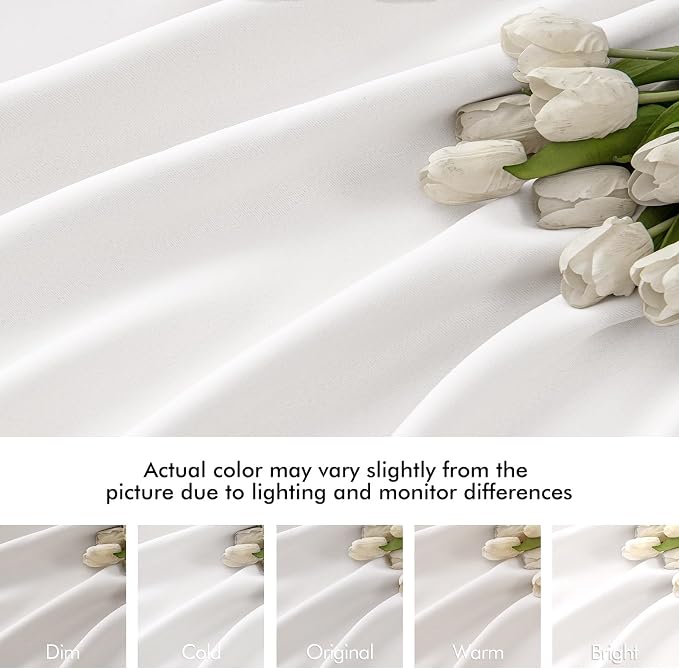 MIULEE Pure White Back Tab Light Blocking Curtains 63 Inch Length 2 Panels Set