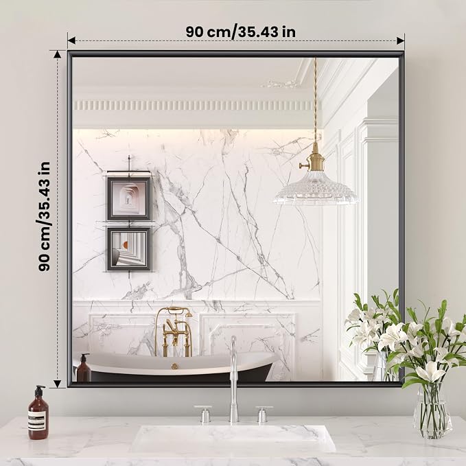 LOAAO Black Bathroom Mirror 36"X36"