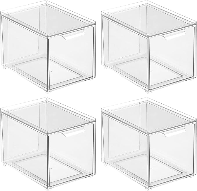 Clear Stackable Shoe Drawer Boxes, 4 Pack