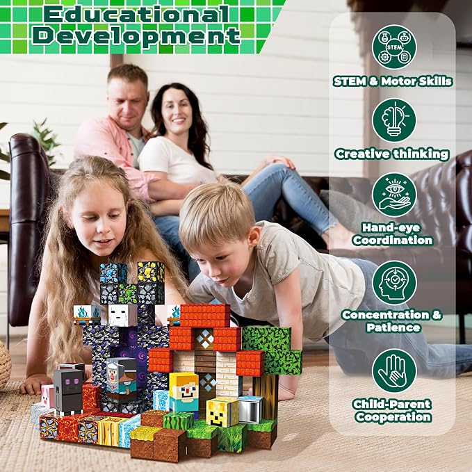 100 PCS 0.8in Magnetic Blocks - Magnet Toys for Kids, Magnetic Building Blocks Cubes, Stacking Magnets, School STEM Toys Birthday Gifts for Boys and Girls Age 3+ Years Old (Theme: Portal)