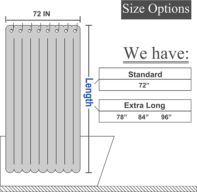 Extra-Long Waffle Weave Shower Curtain 71 Inch W x 96 Inch H - Hotel Luxury Spa, 230 GSM Heavy Weighted Fabric, Water Repellent, Navy Blue, 71x96