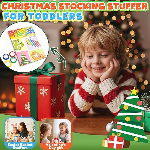 Tape Activity Books for Kids Age 3-5, Airplane Essential Travel Toys Road Trip Activities for Toddlers Preschool Classroom Must Have Supplies Quiet Car Ride Toys Girl Gifts for Kid Boy Toy Family Game