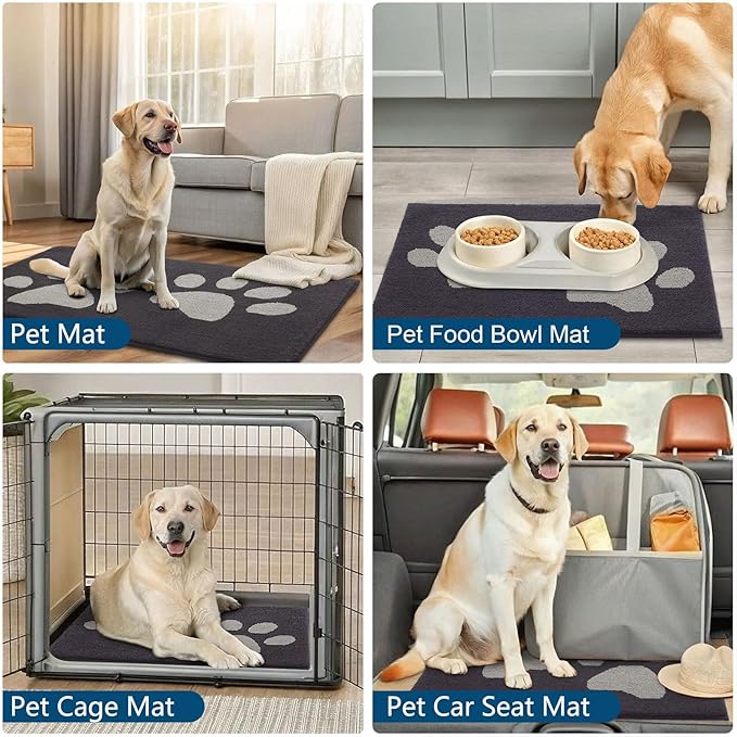 Buganda Dog Door Mat for Muddy Paws, Absorbent Dirt Trapper Washable Indoor Doormats, Non Slip Low-Profile Mud Mat for Dogs, Front Entrance Doormat for Inside Floor (70x24 Inches, Dark Grey)