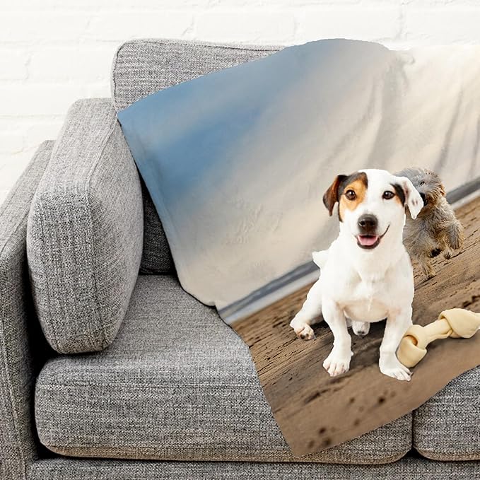 Prints Next Day โ Custom 60" x 80" Fleece Pet Lightweight Blanket with Photo Upload - Gift for Dog or Cat Owners - Personalized Couch Throw - Printed in America