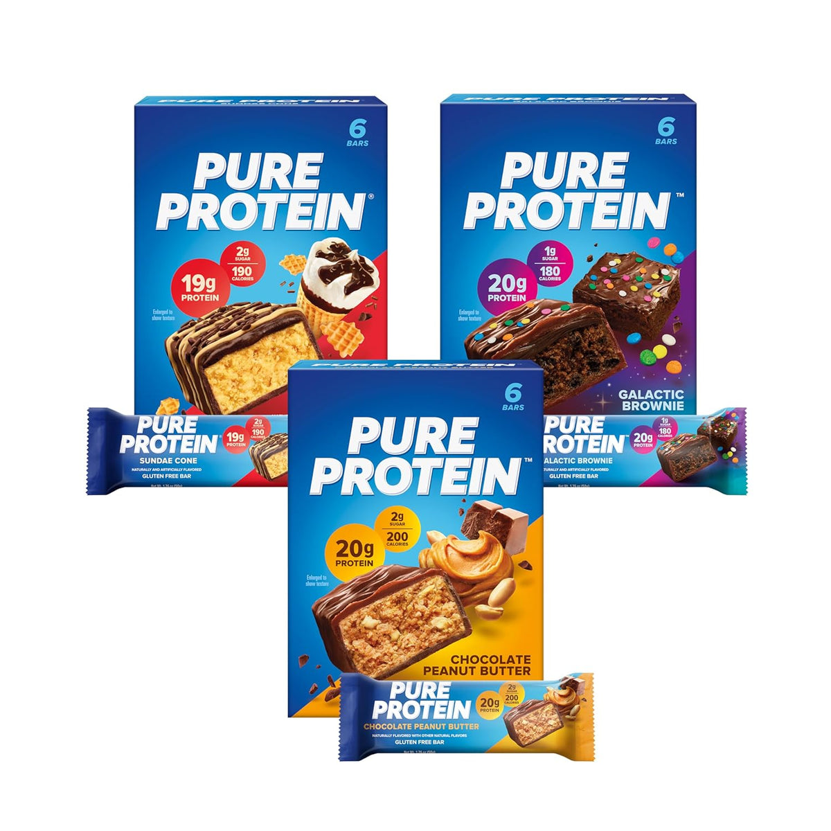 Pure Protein Bars, High Protein, Nutritious Snacks to Support Energy, Low Sugar, Gluten Free, Variety Pack, 1.76oz, 18 Pack