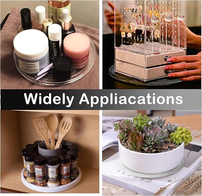 6 Inch Acrylic Turntable Organizer, Clear 360 Degree Rotation Round Turntable for Kitchen Pantry Table Countertop Cabinet Decorating
