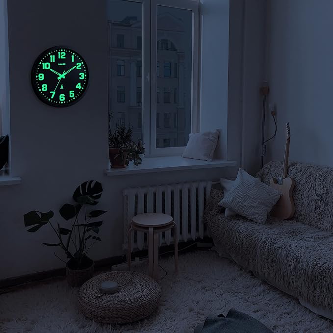 Sharp Glow in the Dark Atomic Analog Wall Clock