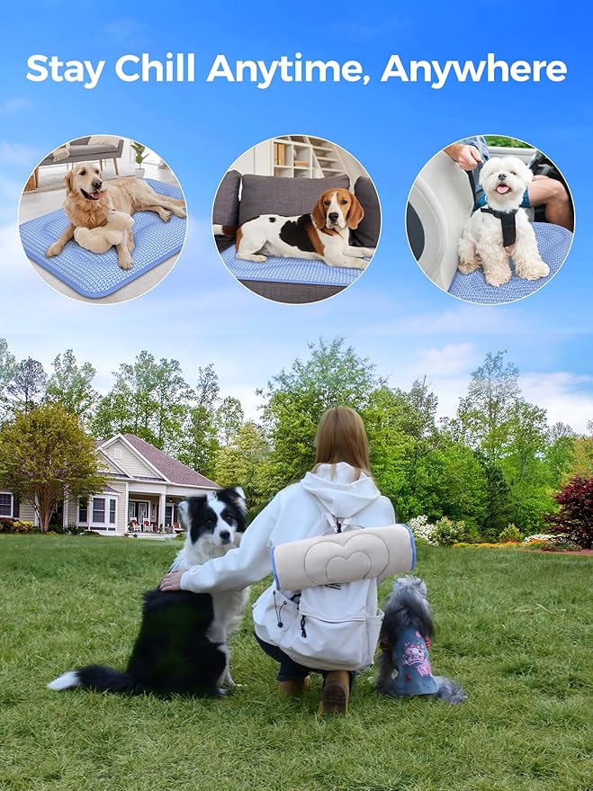 Rywell Dog Cooling Mat, 30”x20” Super Thick & Reversible Cooling Mat for Dogs, Arc-Chill 3.0 & PCM for Long-Lasting Cool and Color-Changing (Q-Max > 0.5), All-Season Use & Portable for Travel