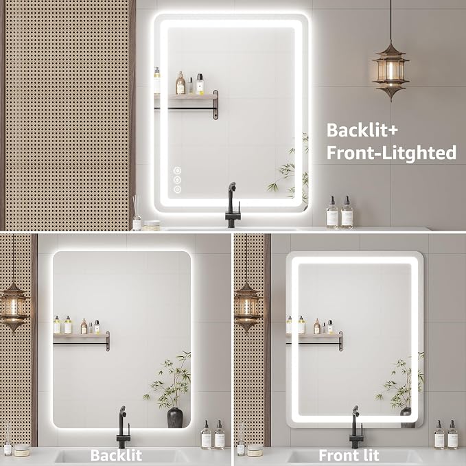 Led Bathroom Mirror with Lights, Anti-Fog & Tri-Color Lighting